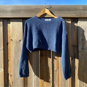 Zara Textured Blue Knit Sweater